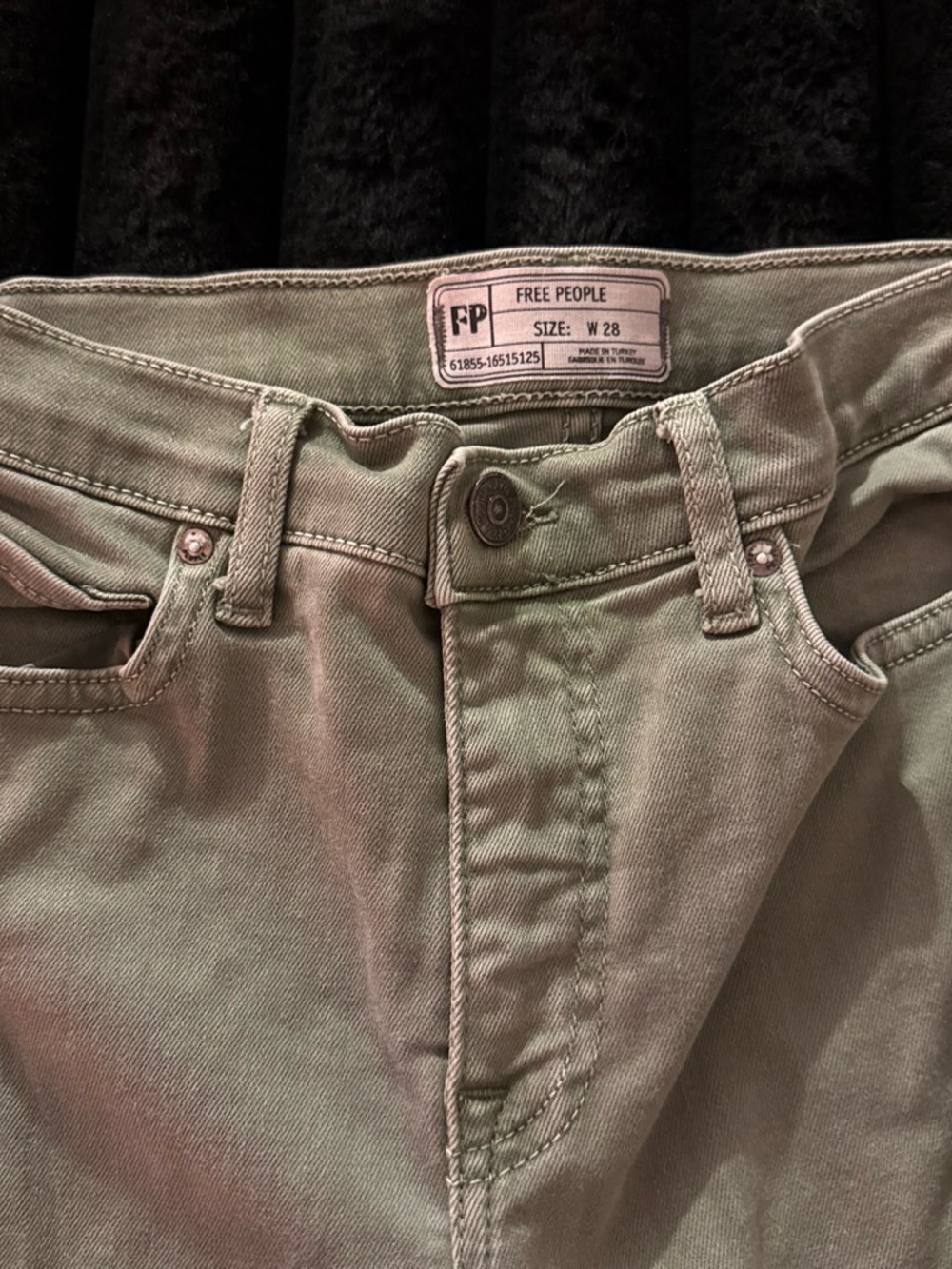 Free People Olive Ripped Skinny Jeans